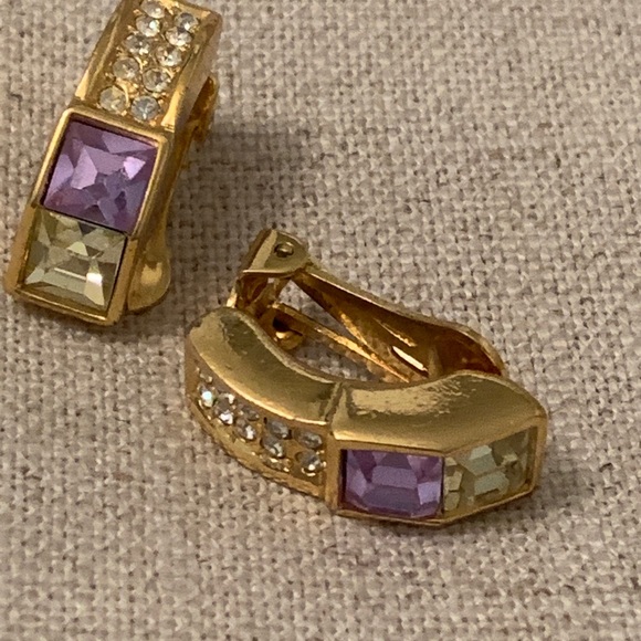 Christian Dior Crystal Clip On Earrings - Picture 5 of 11